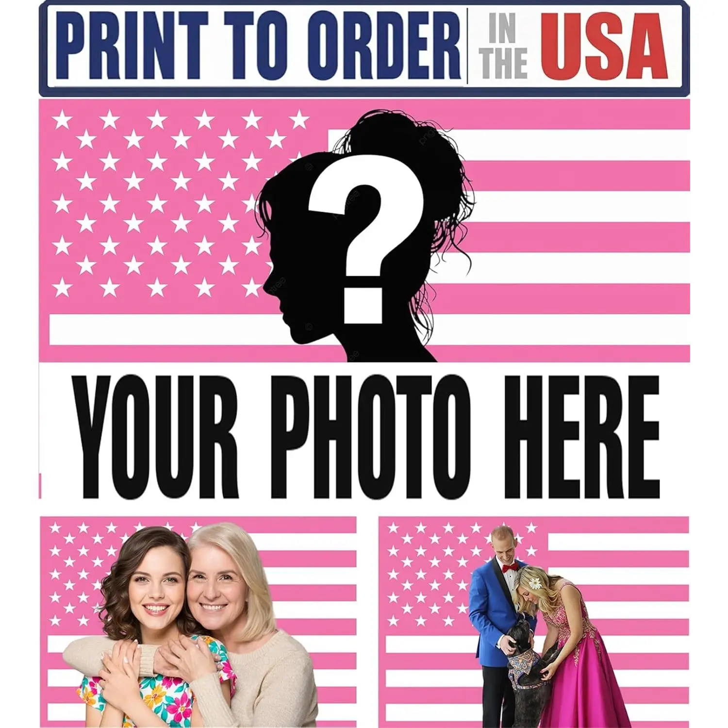 Xiao Custom Flag Pink American Flag Upload Your Picture - PersonalizedWith Your Photo, Logo, Words or Text, Personalized Size Print to Order in USA.chic design  room bedroom