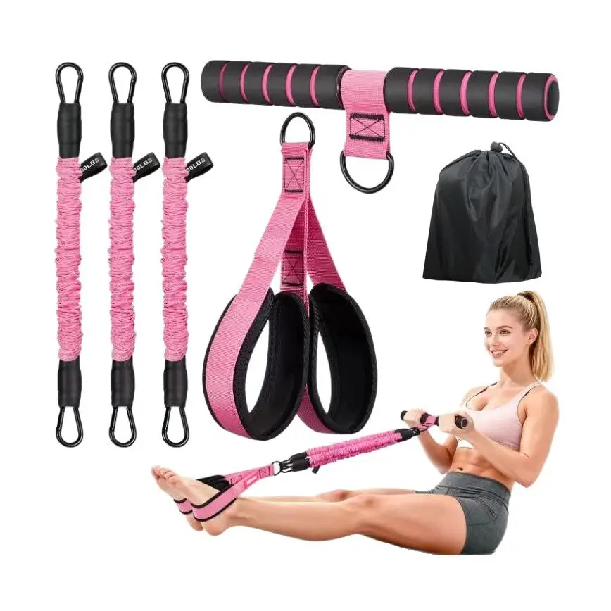 Pedal Resistance Belt with Handle, Adjustable Tubular Foot Pedal Device, Tension Belt, Sit-up Fitness Equipment for Abdominal Muscle Arm Leg Waist Exercise, Whole Body Training, Portable Fitness Equipment