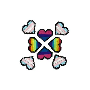 Pride Pixel Heart Embroidered Iron On Patch