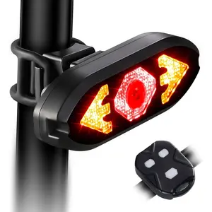 Bike Tail Light with Turn Signals Wireless Remote Control Waterproof Bicycle Rear Light Back USB Rechargeable Ultra Bright Safety Warning Cycling Taillight for Night