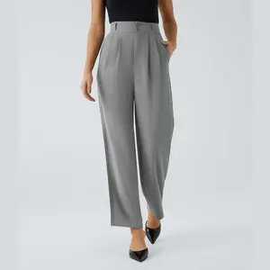 Halara Flex High Waisted Zipper Pocket Shirred Straight Leg Work Pants