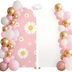 Pink Daisy Arch Backdrop Cover Girl Pink BOHO Parties Chiara Backdrops Decorations Arched Wall Covers Stands Display Props Farm Party Banner