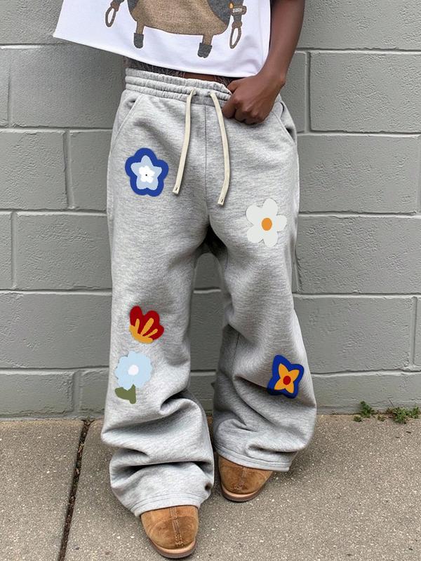 Men's Floral Print Drawstring Waist Pants, Casual Loose-Fitting Lantern Leg Trousers, Spring & Fall Fashion, Comfortable Daily Wear