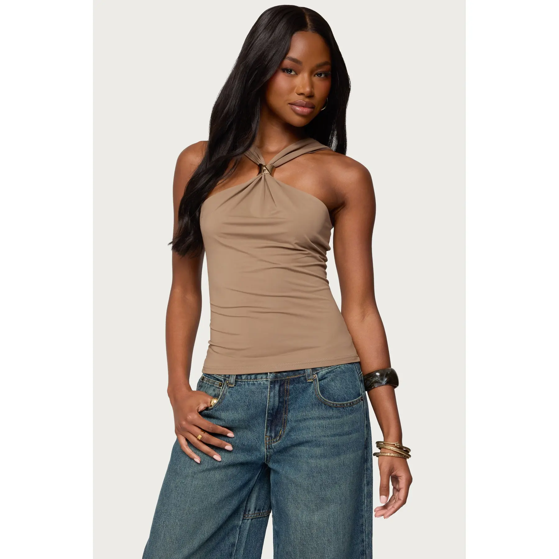 Cielle Wide Strap Gathered Top Cielle Wide Strap Gathered Top