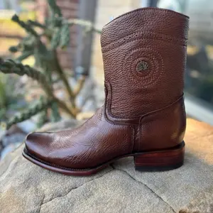 Dubai Style Men's Boots Authentic Deer Skin Side Zipper for Easy Wear Classic Design Brown Color