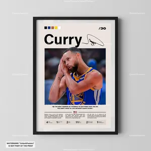 [Sport Decor - Sale Up To 40%] [Unframe] Stephen Curry Basketball Poster, Golden State Basketball Shooter Wall Art, Professional Sports Artwork Print, San Francisco Athlete Decor, Gift for Fans