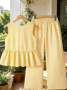 Toddler Girl's Striped Print Tank Top & Wide Leg Pants Two-Piece Set, Casual Sleeveless Top & Trousers for Daily Wear, Kids Clothing for Summer, Baby Clothes Girl, Casual Outfit Set, Striped Sets