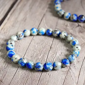 K2 Granite Azurite Jasper 8MM Bead Healing Reiki Balance Women Men Bracelet Crystal Gift