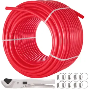 5/8 Inch X 500 Ft PEX Tubing With Oxygen Barrier EVOH O2 For Radiant Floor Heating, PEX-B Red Flexible Plumbing Pipe For Residential And Commercial Systems, Durable, Corrosion-Resistant, Suitable For Hot And Cold Water Supply