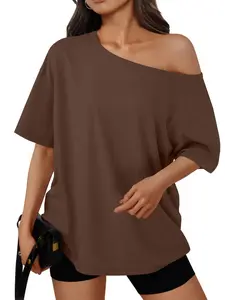 Women's Off-The-Shoulder Top, Oversized T-Shirt, Short Sleeve Tee, Summer & Spring Casual Wear, Trendy Women's Clothing, Basic Fit