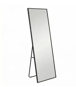 59"x16"Full Length Mirror Floor Standing, Anti-Rust Aluminum Frame, Rectangle, Black