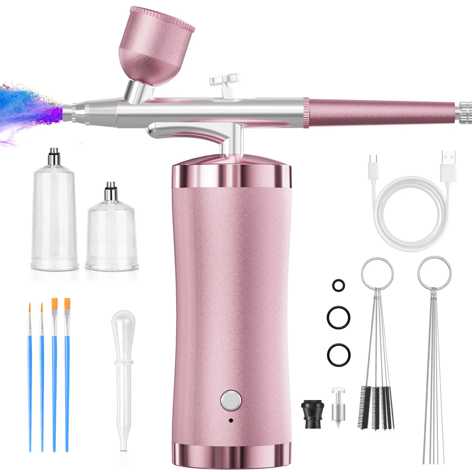 Airbrush Kit Air Brush Kit With Air Compressor Nail Charms Wireless Air Brush for Barber, Nail Art,Makeup, Model Painting Cutics
