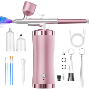 Airbrush Kit Air Brush Kit With Air Compressor Nail Charms Wireless Air Brush for Barber, Nail Art,Makeup, Model Painting Cutics