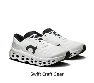Futuristic White & Black Running Shoes with Massive Hollow Cloud Cushioning - High Energy Return