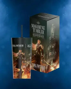 Final Fantasy VII Masamune Tumbler 18oz Sword-Inspired Collectible Beverage Cup with Iconic Hand Guard Stopper Non-BPA Free