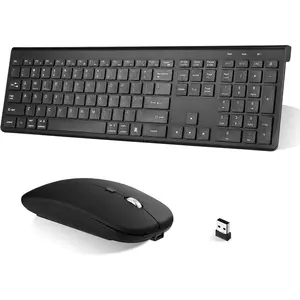 UrbanX Plug and Play Compact Rechargeable Wireless Bluetooth Full Size Keyboard and Mouse Combo for ‎Hisense 65-Inch Class H9 Quantum Series HS214 TV - Windows, Android, PC, Mac, Laptop, Tablet -Black