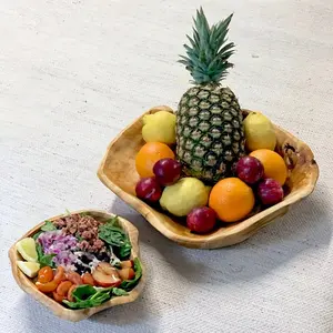 Handmade Root Wood Bowls Rustic Serving Bowl Small 8-9 or Large 13-15 Inch for Fruit Decor Storage Perfect Housewarming Gift