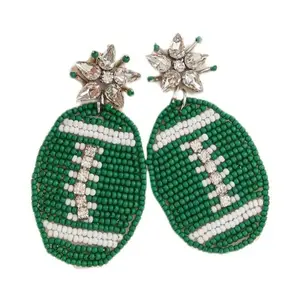 Green Football Earrings Green Football Earrings
