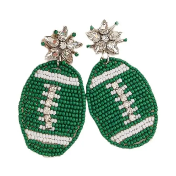 Green Football Earrings Green Football Earrings