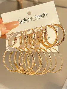 8 Pairs Minimalist Metal Twist Hoop Earrings for Women, Hoop Earring Sets, Daily Party Beach Jewelry, Fashion Statement Accessories