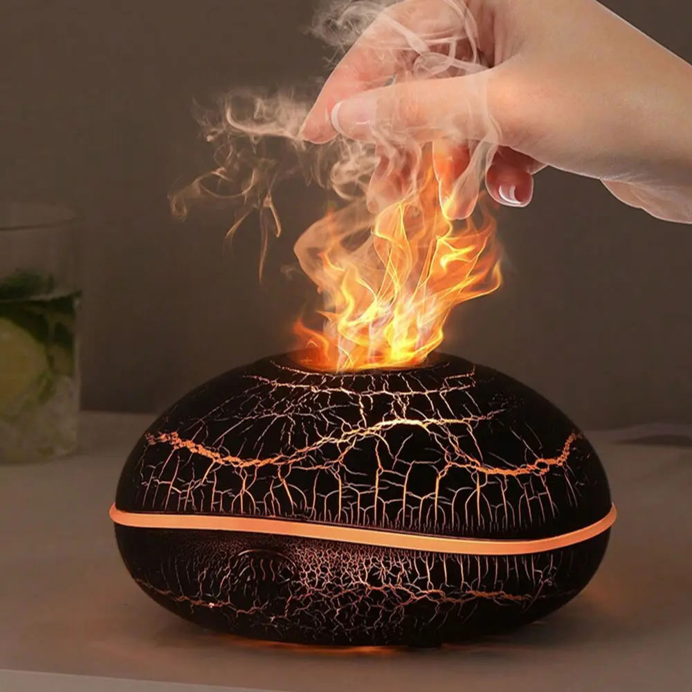 Colorful Flame Aroma Diffuser Humidifier, USB Powered Humidifier, Aromatherapy Diffusers, Home Use Relaxing Essential Oil Diffuser with Crack Design, Air Purifier, Aromatherapy Humidifier, Aromatherapy for Home