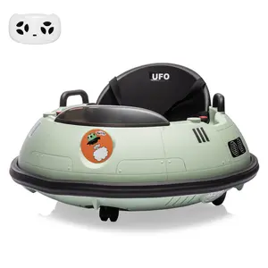 【Christmas Gift】Green 12V Electric Bumper Car For Toddlers With 360 Degree Spin Wheels Remote Control Led Lights Safety Belt Indoor Outdoor Green