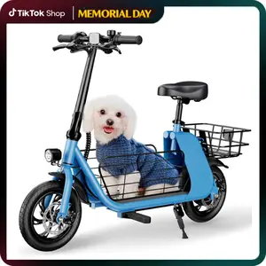 Windhorse C2-Cargo Electric Scooter with Seat Basket, 12.5'' Electric Commuting Scooter Adults 15.5MPH & 20 Miles Long Range, 450W Motor, Dual Disc Brakes, Foldable E-Scooter with Comfort Seat for Pets & Cargo, 265LBS Load