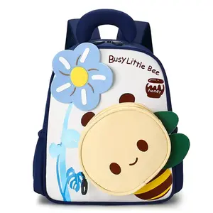 Custom Embroidery - Bee Backpack, features reflective strips on the back, anti-slip buckles, adjustable shoulder straps, effectively reduces shoulder and neck pressure, available in multiple colors, stylish and attractive