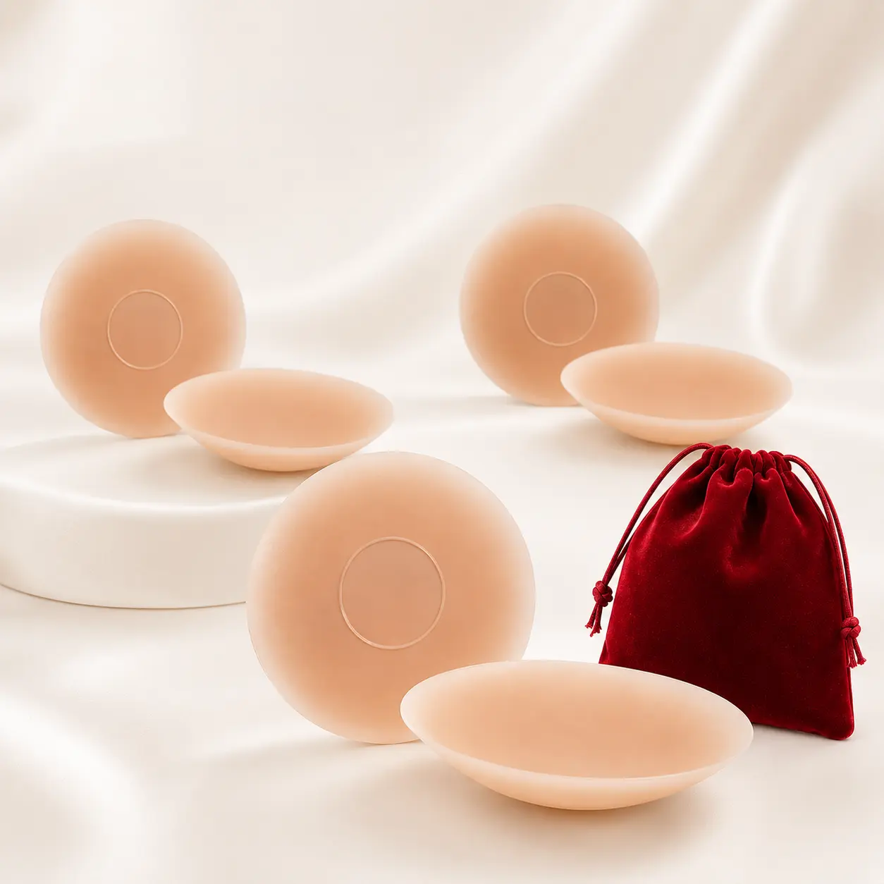 4 Pairs Nipple Covers Reusable Silicone Nipple Covers - Invisible, Seamless, Adhesive Pasties for Women-Reusable, Sticky Breast
