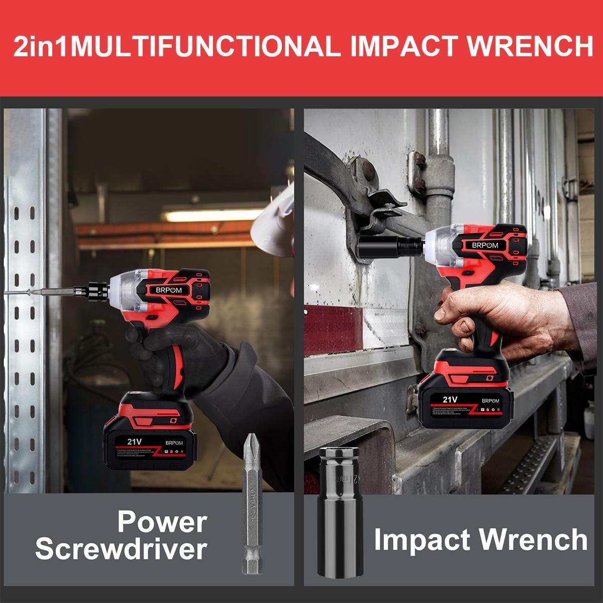 BRPOM Cordless impact wrench 1/2-inch High Torque 900N.m High Torque Electric Gun Electric Driver Compact Rapid Charger & Tool Kit 2 Batteries Household, Automotive & Men's Gifts electricians tools BRPOM Cordless impact wrench 1/2-inch High Torque 900N.m High Torque Electric Gun Electric Driver Compact Rapid Charger & Tool Kit 2 Batteries Household, Automotive & Men's Gifts electricians tools