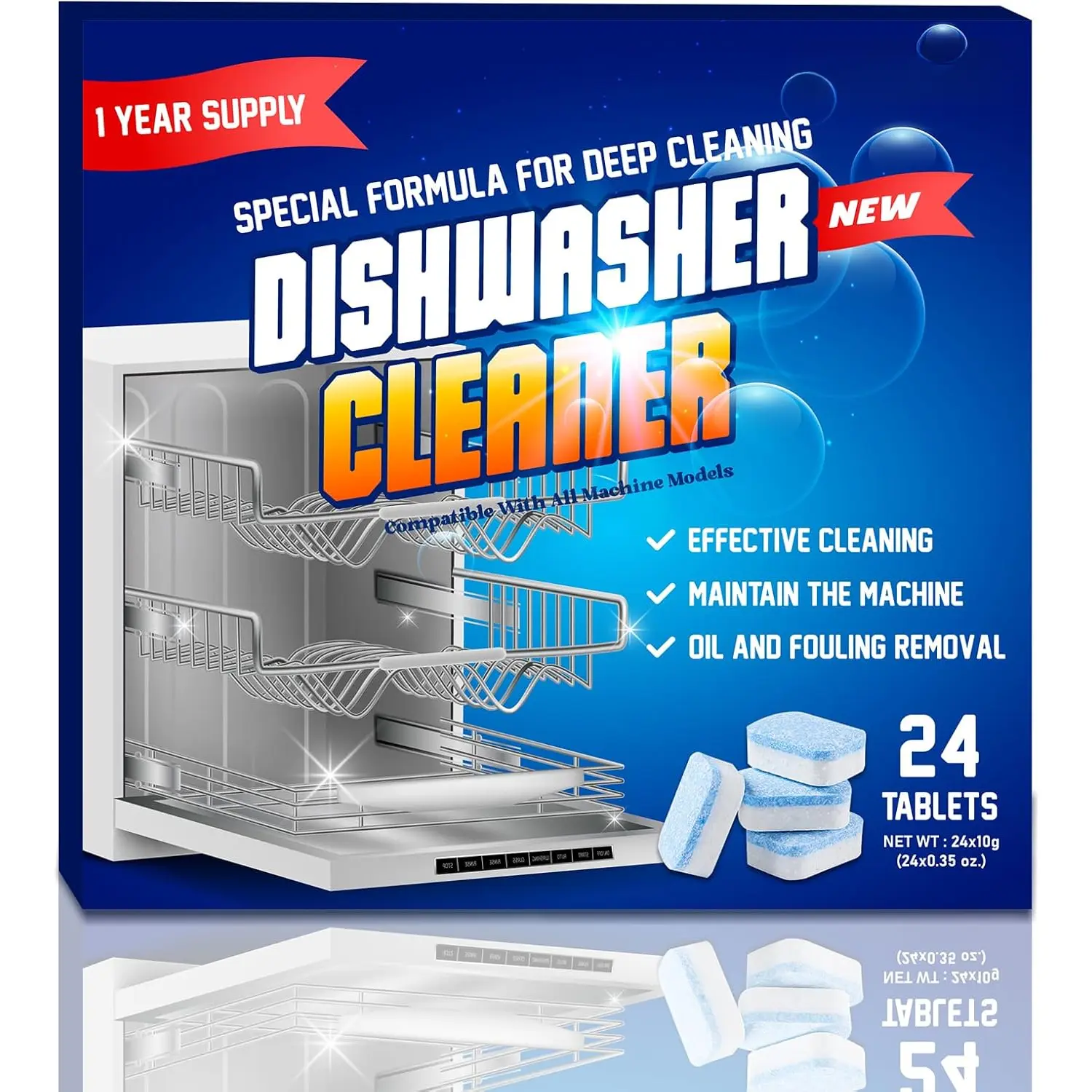 Dishwasher Cleaner and Deodorizer Tablet -24Tablets Deep Cleaning Descaler for Dishwasher Machine - Remove Limescale,Odor,Smell,Mineral Buildup