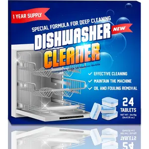 Dishwasher Cleaner and Deodorizer Tablet -24Tablets Deep Cleaning Descaler for Dishwasher Machine - Remove Limescale,Odor,Smell,Mineral Buildup