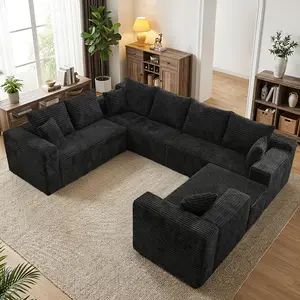 2 Packages Shipping 】Oversized U-Shaped 8-Seater Boneless Cloud Sofa | Modular Sectional Couch with Chaise Lounges, 4-in-1 Flexible Combination, Ultra Deep Seat, No Assembly Needed, Perfect for Large Living Rooms & Family Movie Nights