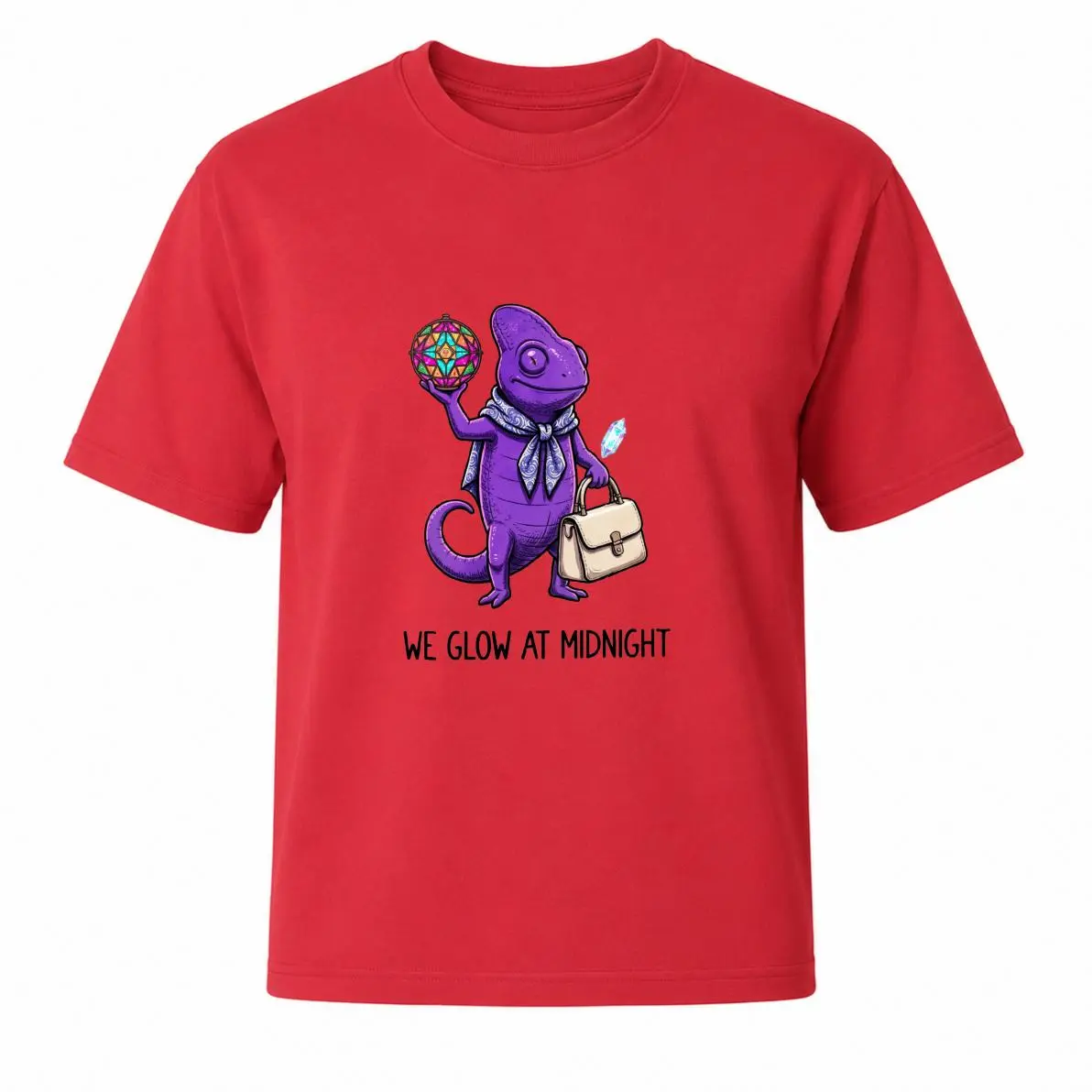 CARPESUN Funny Cartoon Chameleon Graphic Tee Soft Breathable Cotton Unisex Casual Wear Gift Idea We Glow At Midnight Purple Lizard Design Comfortable Everyday Shirt For Men Women Birthday Present