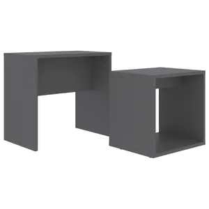 vidaXL Coffee Table Set, Nesting Table with Storage, End Table for Living Room, Home Furniture, Modern Style, Gray Engineered Wood 802887