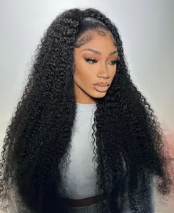Bling Hair 14~36Inch HD 13X6 Transparent Kinky Curly Lace Frontal Wigs Pre-plucked 13X4 Jerry Curly Lace Front Human Hair Wig For Women 180 Density