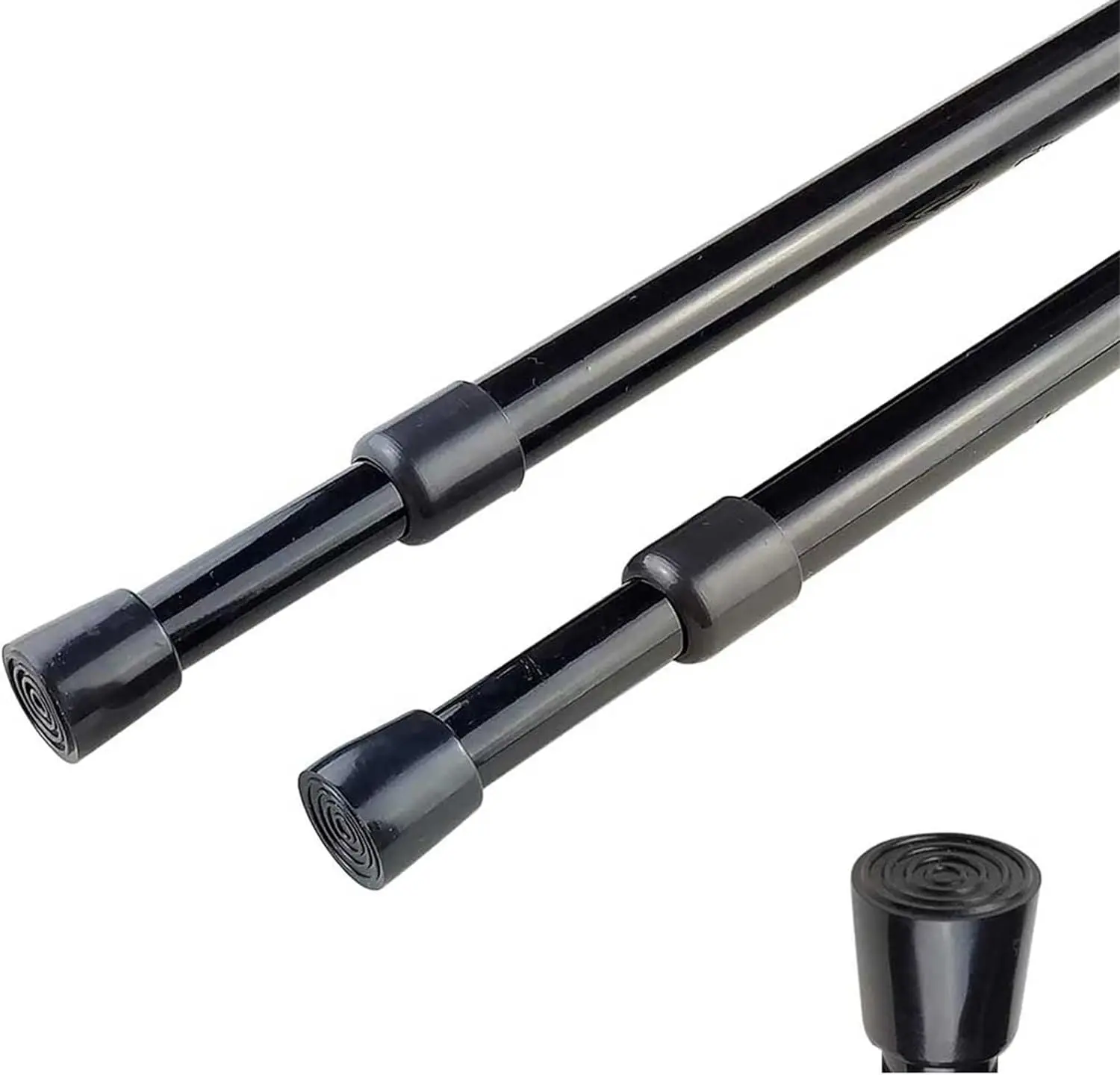 2pcs Durable Non-Slip Telescopic Tension Curtain Rods - 28-43 in Adjustable Expandable Black Curtain & Blind Accessories, Wipe Clean for Kitchen, Bathroom Windows