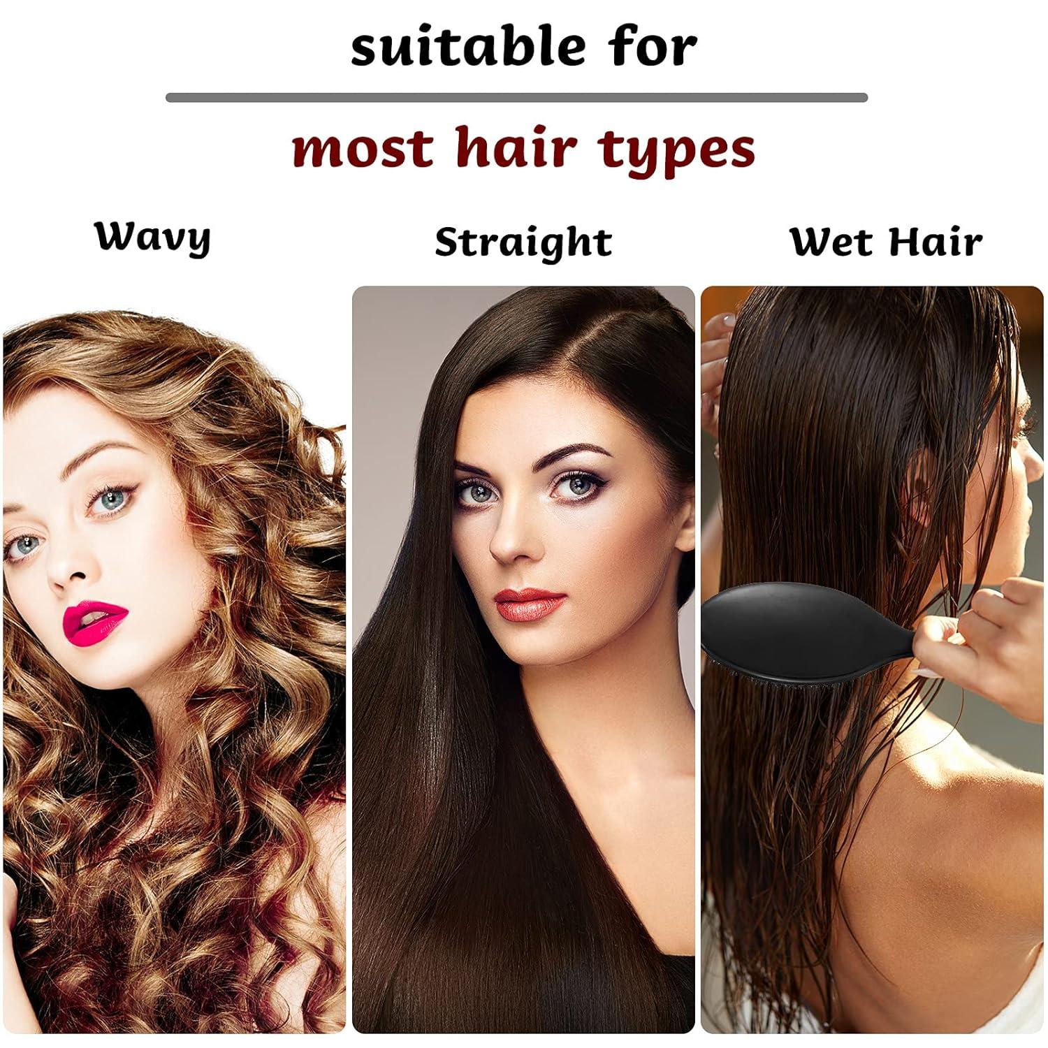 Boar Bristle Hair Brush Paddle Detangling Brush for Curly Fine Wavy Natural Tangled Hair Anti-static Hair Brush with Nylon Quill Massage Hair Extension Brush for Women, Men and Kids