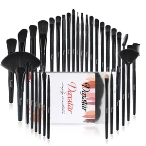 A set of 32 black makeup brushes, suitable for full makeup, blush, concealer, gloss and lip brush, girly beauty tool (without bag)