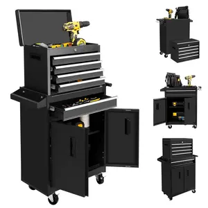 Steelite  26-Inch Tool Chest & Storage Cabinet, 5 Drawers Rolling Tool Chest with Detachable Top Tool Box for Garage Warehouse Workshop, Rolling Garage Organizer with Handle and 6 Hooks