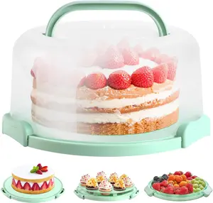 Cake Carrier with Lid and Handle, BPA-Free Cake Containers Cake Holder for 10 inch Cake with 2 Handle Cupcake Carrier - Plastic Cover Two Sided Base for Transport Pie Nut Fruit Ideal Mothers Day Gifts