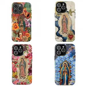 Virgin Mary Floral Phone Case, Flowers & Lady Guadalupe Pattern Catholic Christian Virgin Mary for iPhone 16/15/14/13/12/11/17 ProMax Plus for Samsung phones, suitable for both men and women,  Perfect Gift for Women Men.A gift for the fans