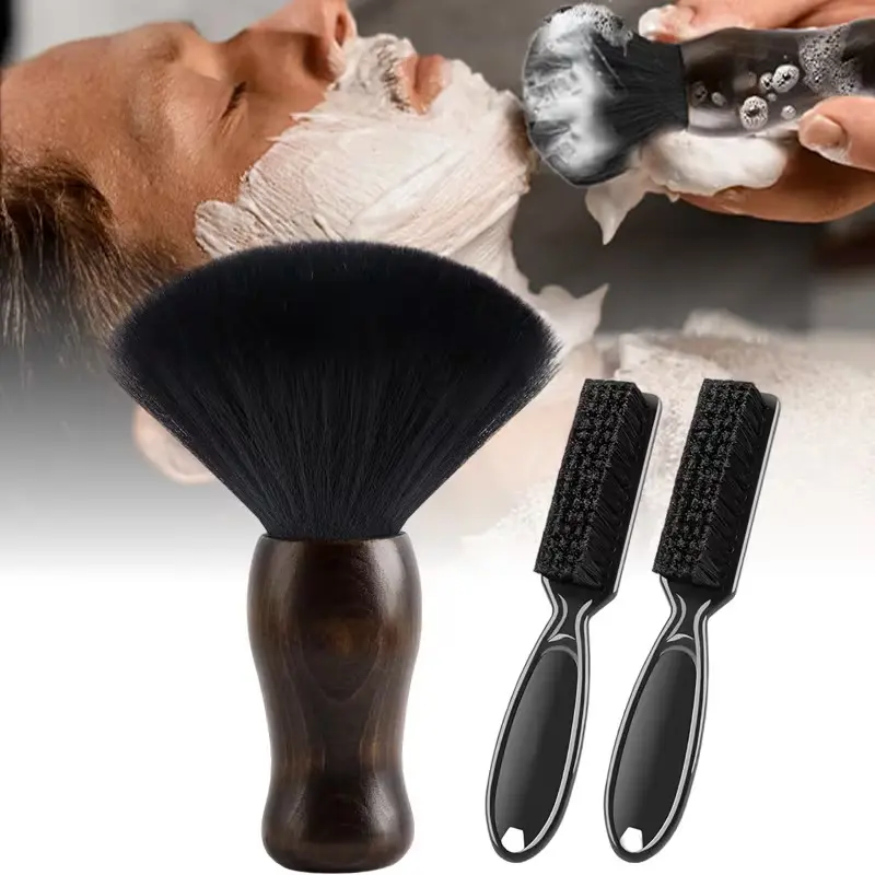3 IN 1 Barber Neck Duster Brush Set Professional Barber Accessories Cleaning Supplies Duster Nylon Brush Hair Cutting Styling Brush Tool