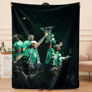 Al Ahli Saudi FC design  flannel blanket, exclusive gift for home, office, camping travel, personalized pattern design, modern style, soft texture