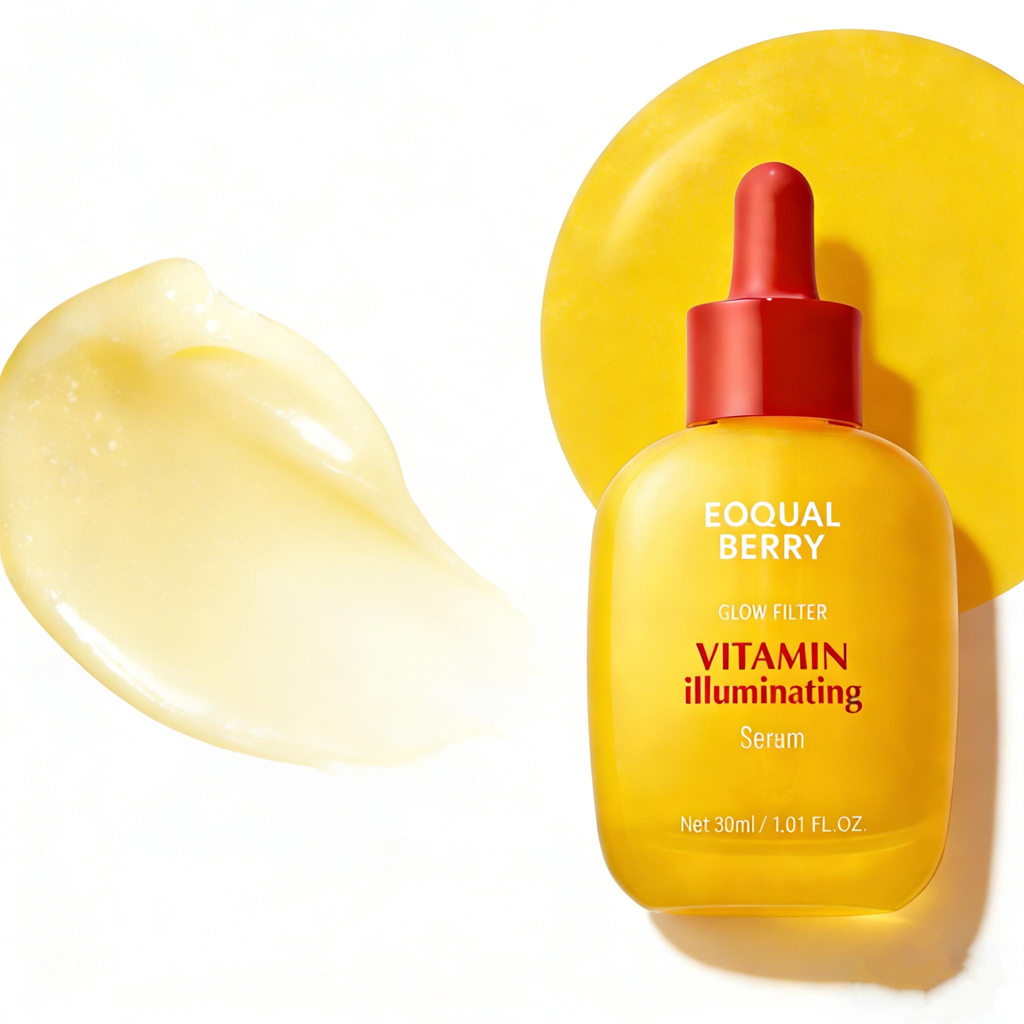 EQQUALBERRY VitaminIlluminating Serum & Cream Set - Vitamin C& Niacinamide | Targets Dark SpotslStrengthens Skin Barrier with CeramidesIGlowy, Lightweight Hydration summerwins