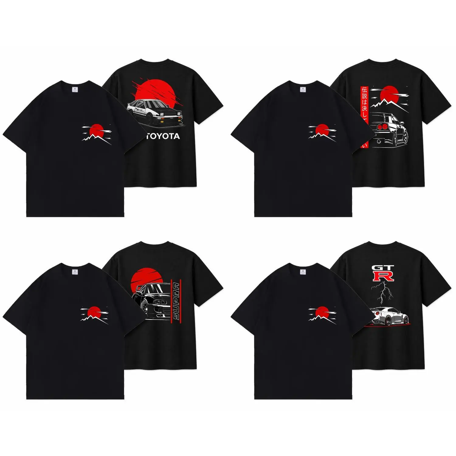 Japanese Anime Initial D Colorful Fashion Classic INS Streetwear Car Crew Neck Pure Cotton Soft T-shirt Women Men Unisex Summer Comfortable and Stylish Items Holiday Gifts Father's Day