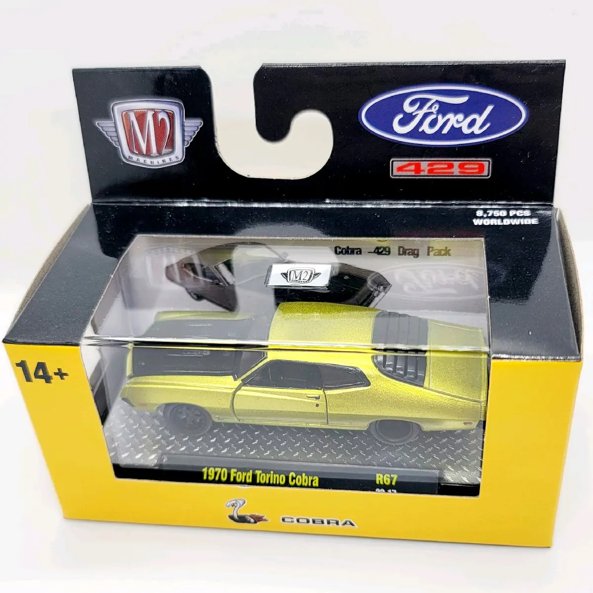 M2 Machines 1970 Ford Torino Cobra Green Diecast Car 1:64 Scale Toy Car .