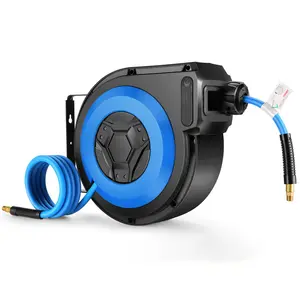 Retractable Air Hose Reel, 32/50/80 FT+6.6FT Combined Air Hose Reel, for Garage Workshop Ceiling/Wall Mounted Pneumatic Hose Reel, Automatic Rewinding, with Brass Fittings and Bending Limiter, 300PSI, Easy to Install, Household Tool