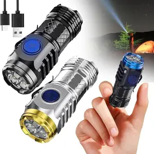 Three-Eyed Monster Mini Flash Super Power Flashlight Ultra-Bright LED Bulbs Five Modes Thumb-Sized Waterproof Shockproof Type-C Fast Charging Emergency Use