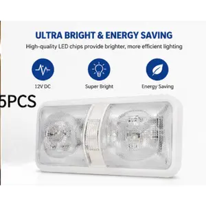 5PCS RV LED Interior Light – 48 LED Chips Ceiling Double Dome Light Fixture with Dimmer Switch, 12V Interior Lighting for RV Camper Trailer Motorhome Boat Car